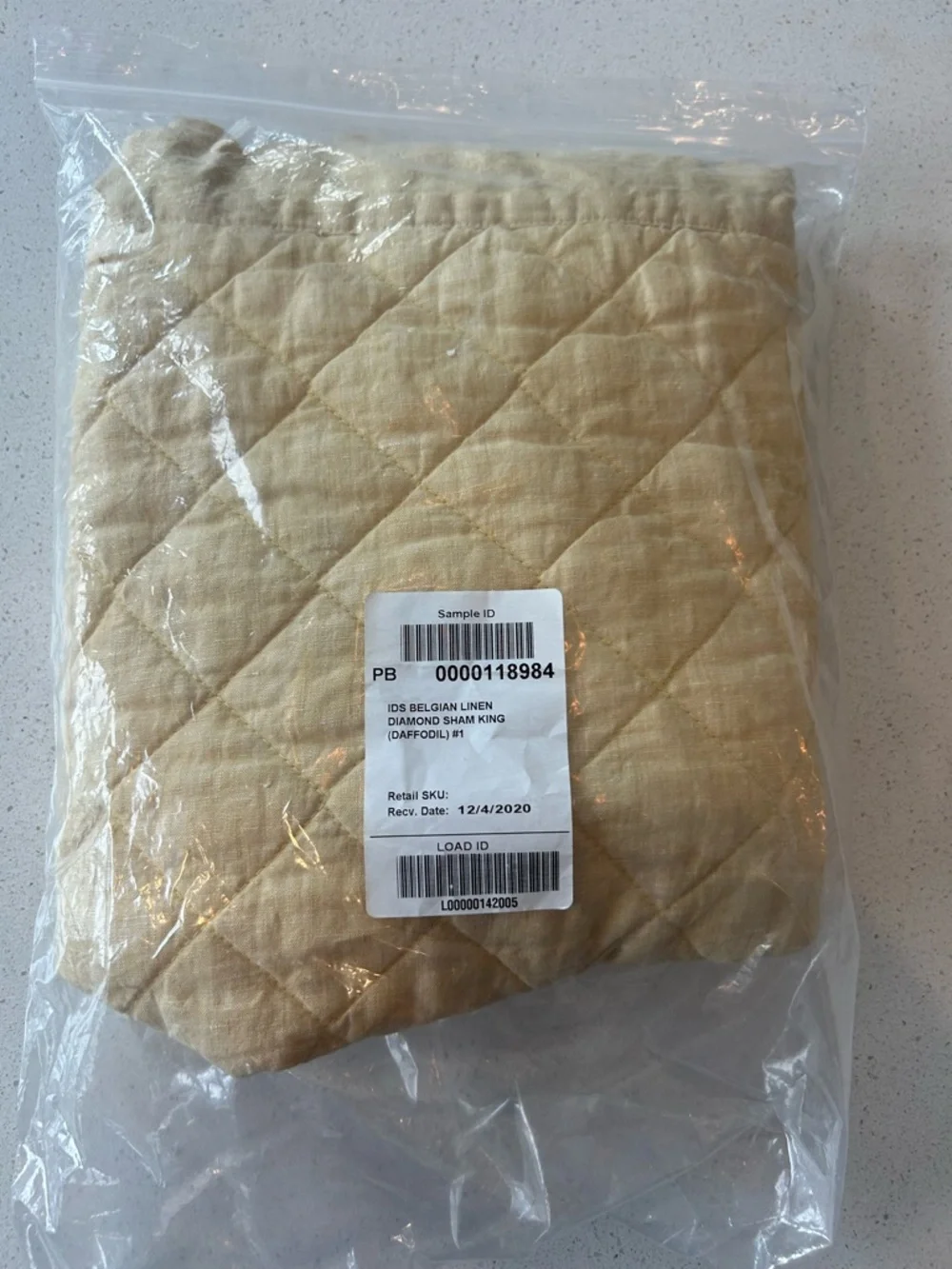 Pottery Barn Belgian Flax Linen Diamond Quilted Shams KING Daffodil 1